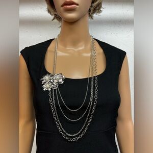 Multi strand statement large flower necklace